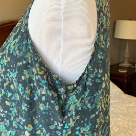Green print sleeveless blouse large Eddie Bauer - Picture 4 of 7